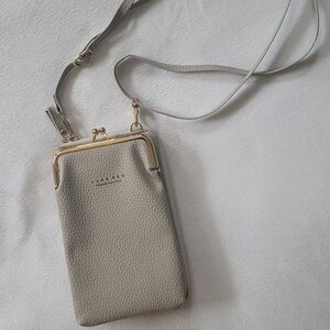 Gray Faux Leather Crossbody Bag